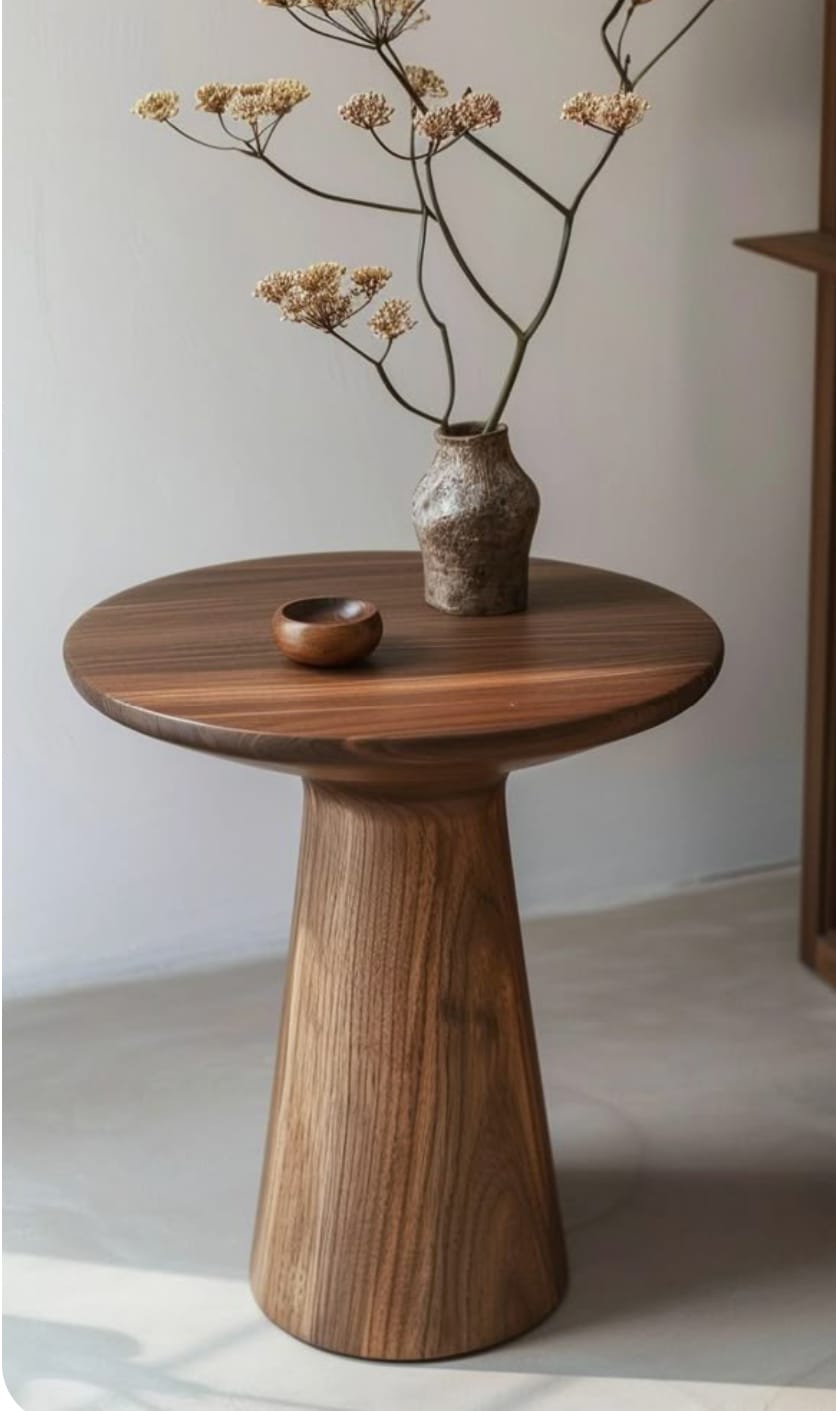 Walnut wooden side table handmade in Jodhpur by Pinakin Handicrafts